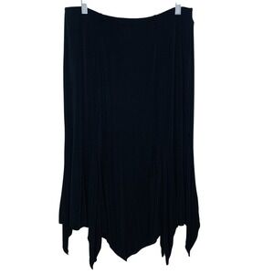 Carolyn Strauss Black Asymmetric Midi Slinky‎ Knit Skirt Medium Pull On Capsule